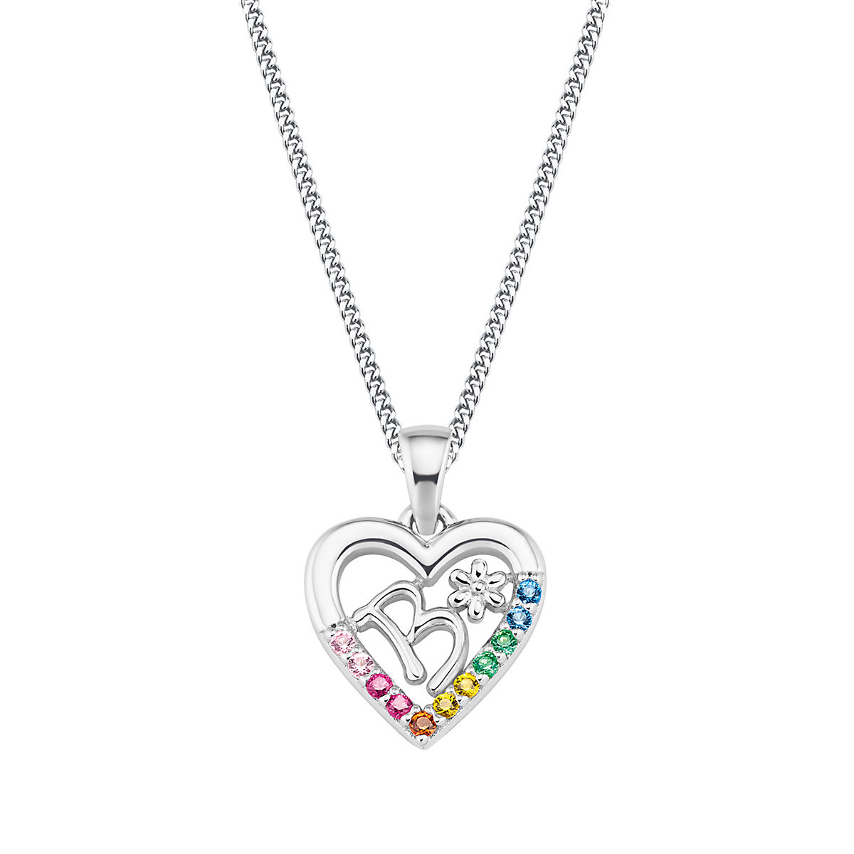 Kette mit Anhänger für Mädchen, 925 Sterling Silber, Zirkonia synth. | B Halsketten für Mädchen