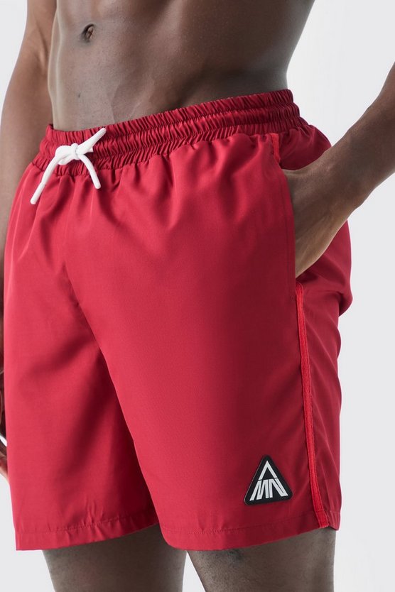 Mittellange Man Badehose mit Paspeln