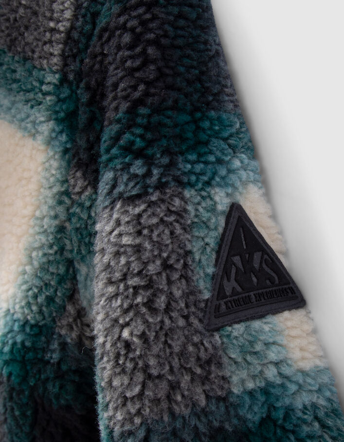 Veste verte en Sherpa à carreaux garçon