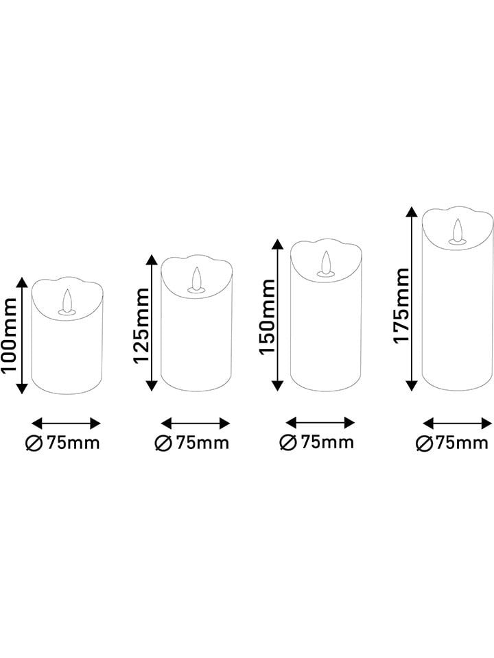 näve 4er-Set: LED-Kerzen in Dunkelrot günstig kaufen onesize