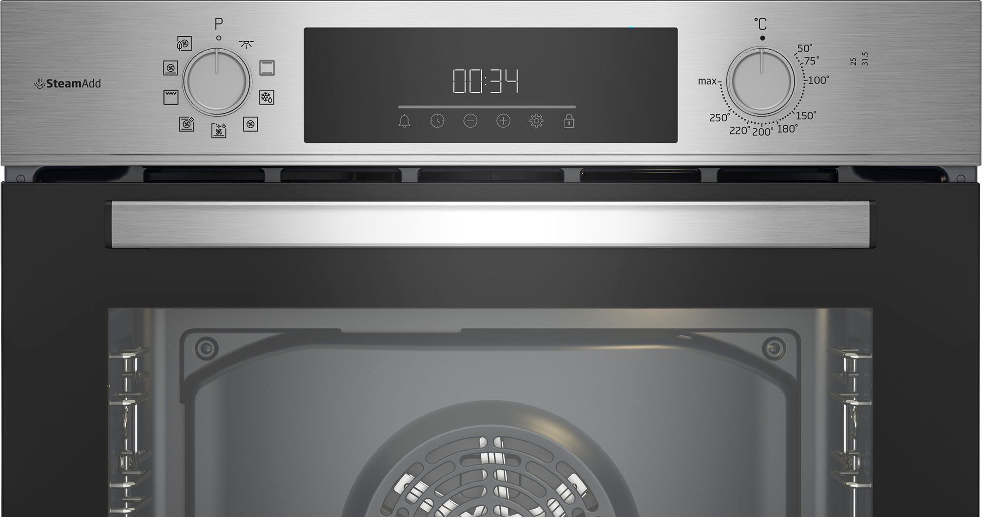 BEKO Einbaubackofen BBIS12301XE, mit 2-fach-Teleskopauszug, SteamShine, SteamAdd Dampffunktion