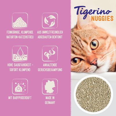 Tigerino Nuggies Katzenstreu – Babypuderduft