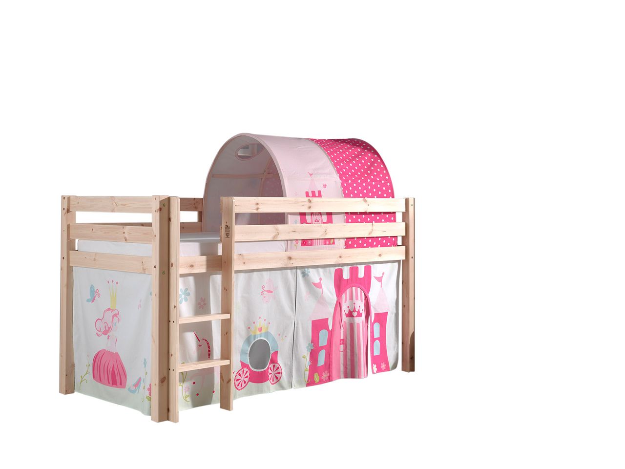 VIPACK Spielbett Pino mit Textilset Vorhang und Tunnel 