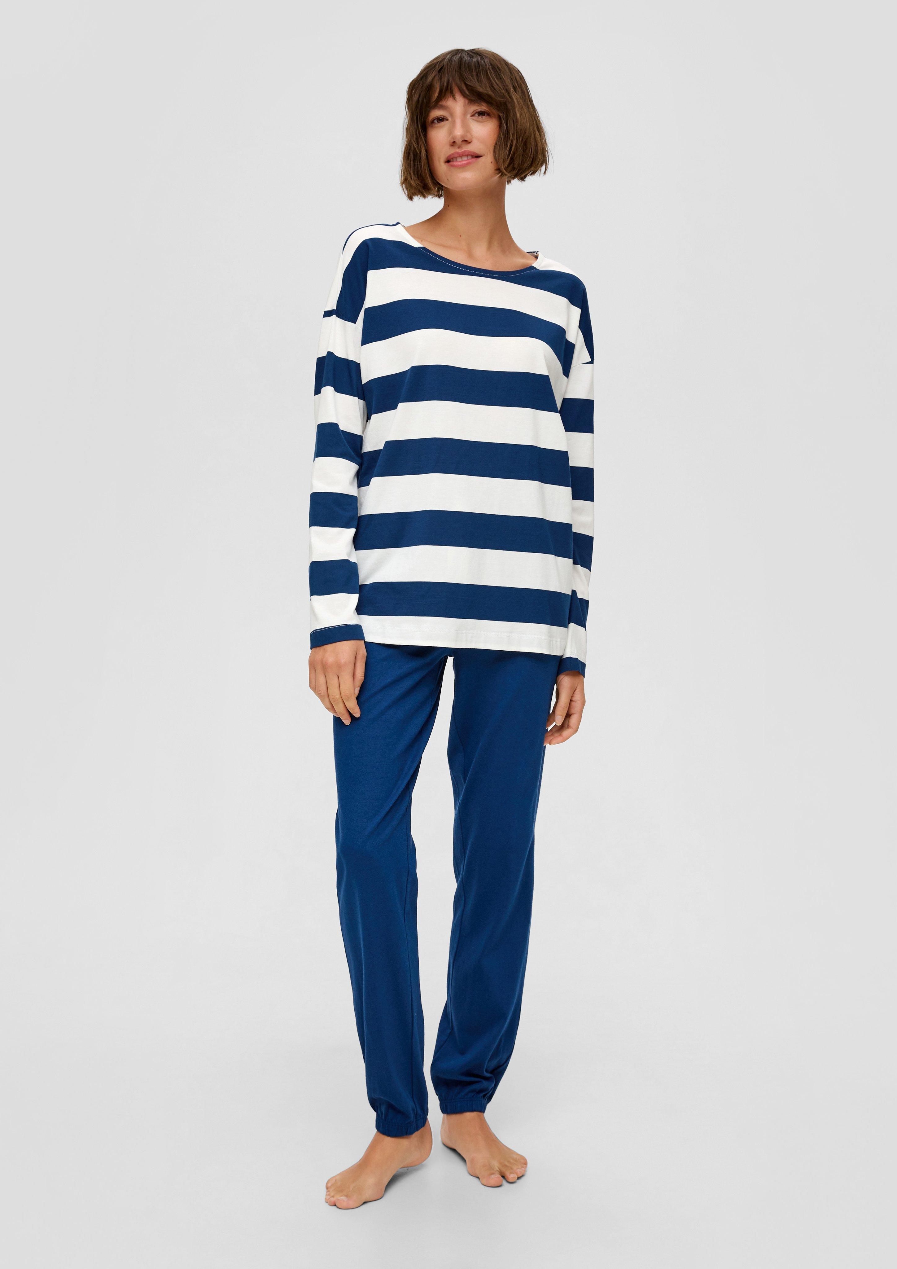 Langes Pyjama-Oberteil mit Streifen  6009205-58G1