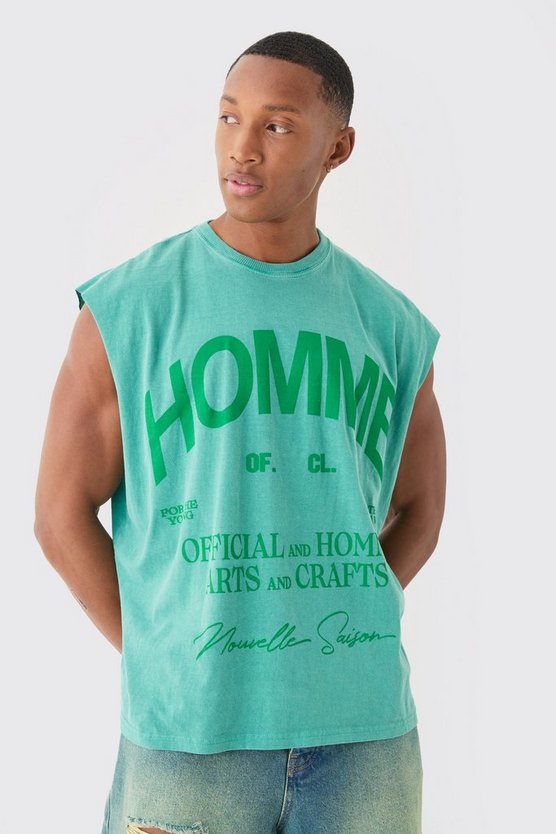 Oversize Tanktop mit Homme-Print