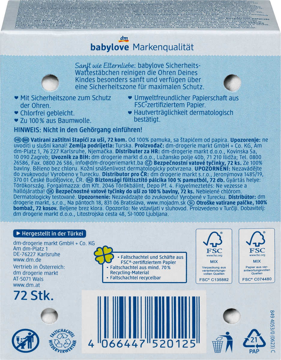 Sicherheits-Wattestäbchen, 72 St