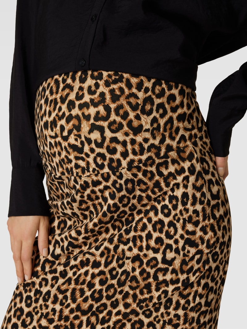 Umstands-Midirock mit Animal-Print Modell 'MIA' in schwarz