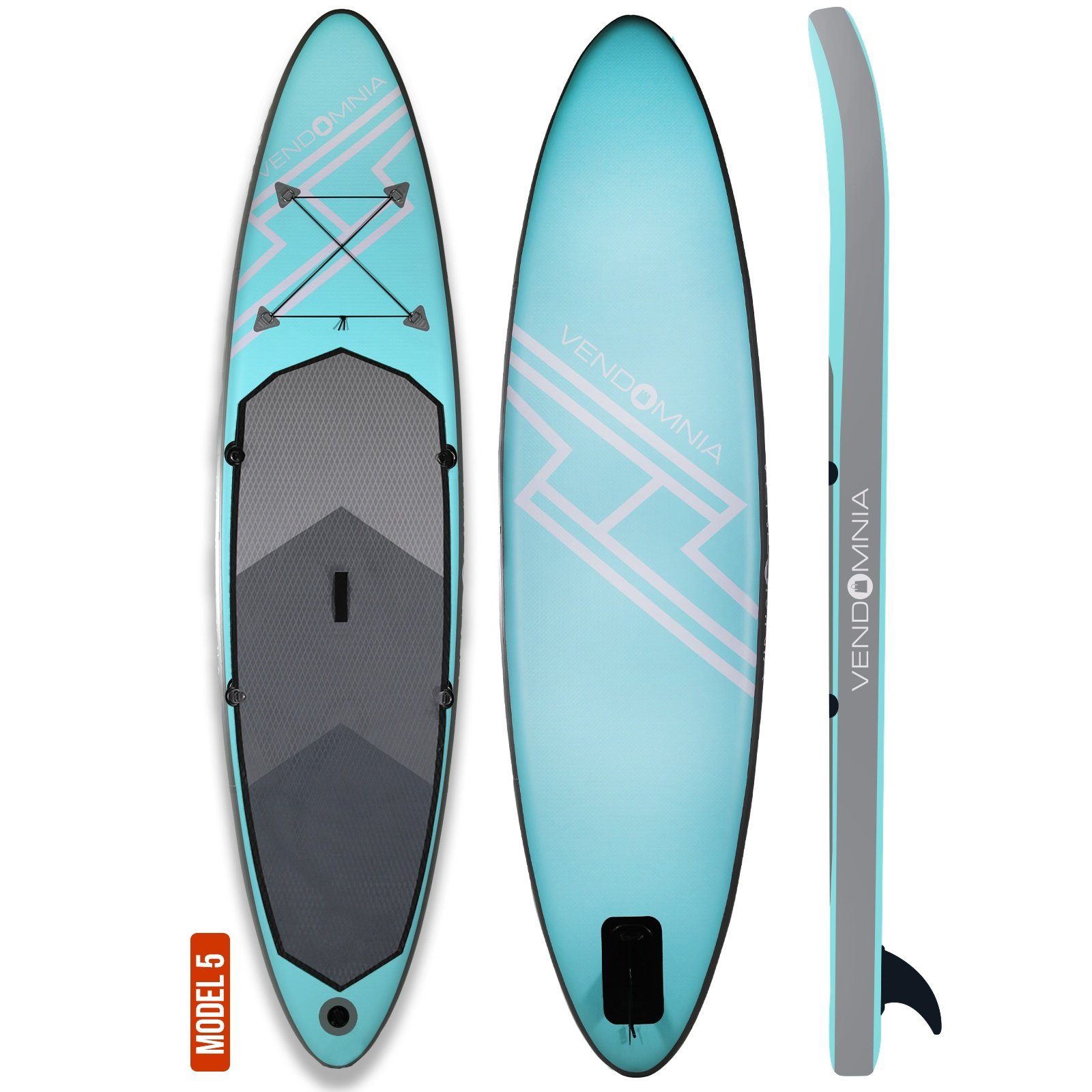 VENDOMNIA Inflatable SUP-Board Set - aufblasbar, Zubehör, Pumpe, Tragetasche, Stand Up Paddle Board, (15 cm dick, 3 PVC Schichten, max 130 kg, 7 Farben, 4 Größen 305cm 320cm 366cm 380cm, Paddling board, Paddelboard, Surfboard)
