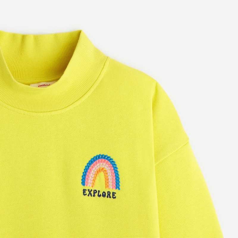 Robe sweat jaune fille en coton Catimini