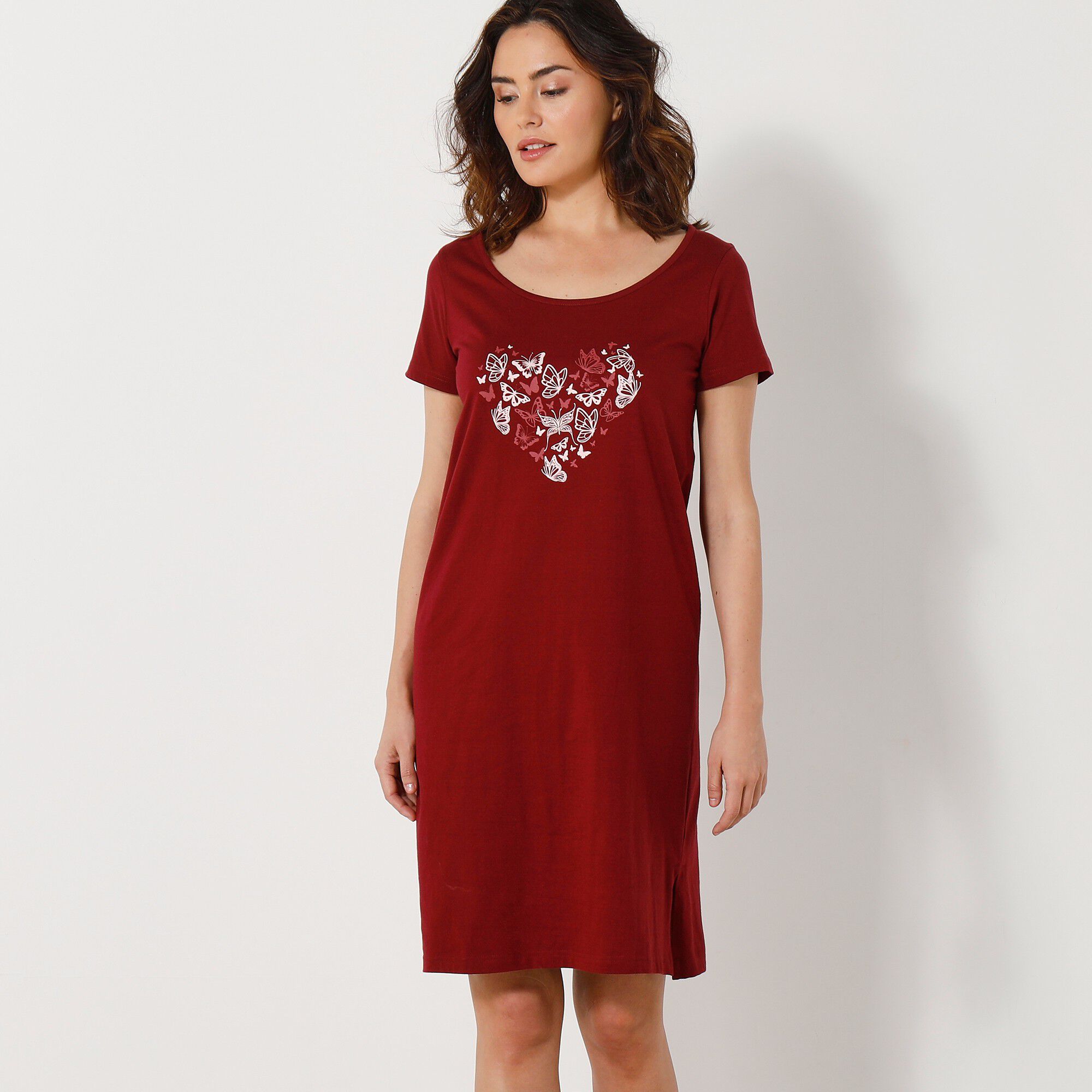 Chemise de nuit courtes manches courtes motif papillons