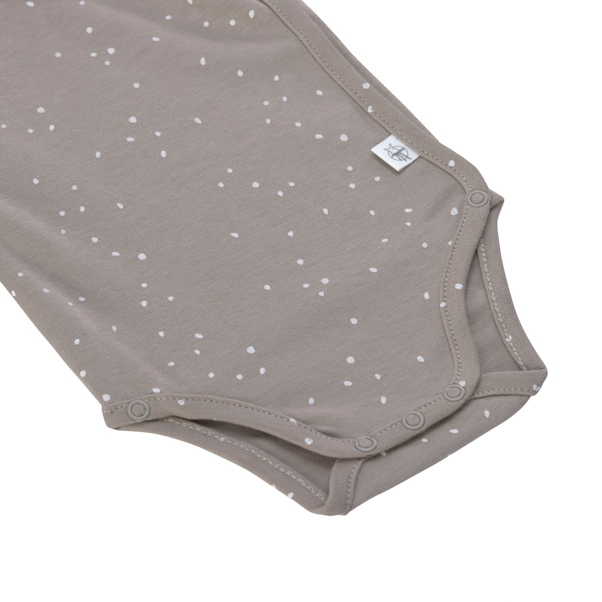 Baby Wickelbody kurzarm - Bio Baumwolle, Punkte, Taupe