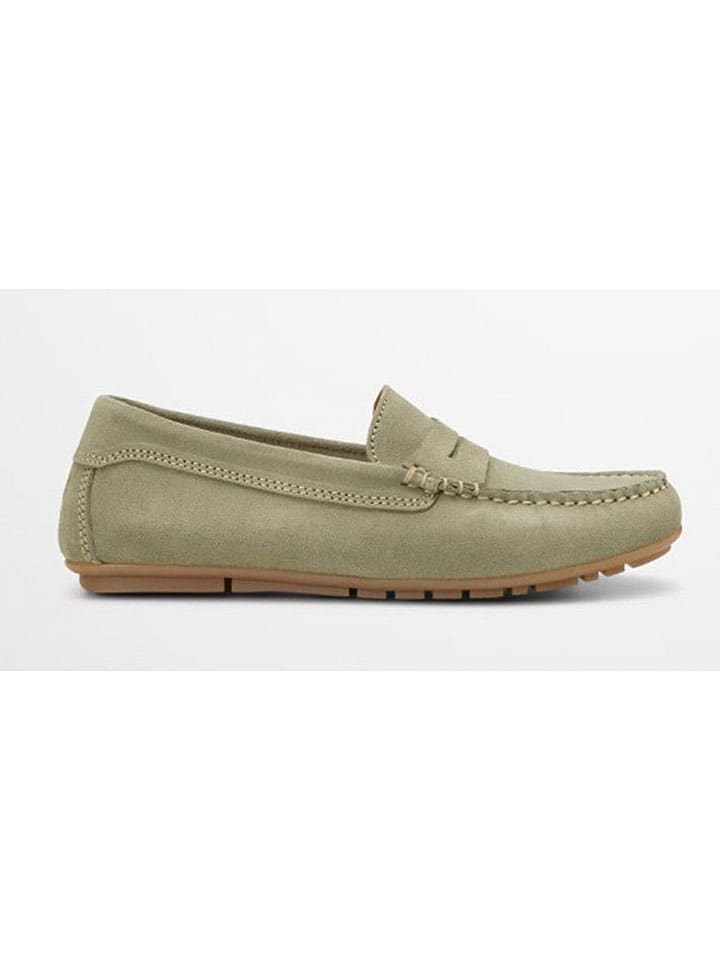 Marc O'Polo Shoes Leder-Slipper in Khaki günstig kaufen