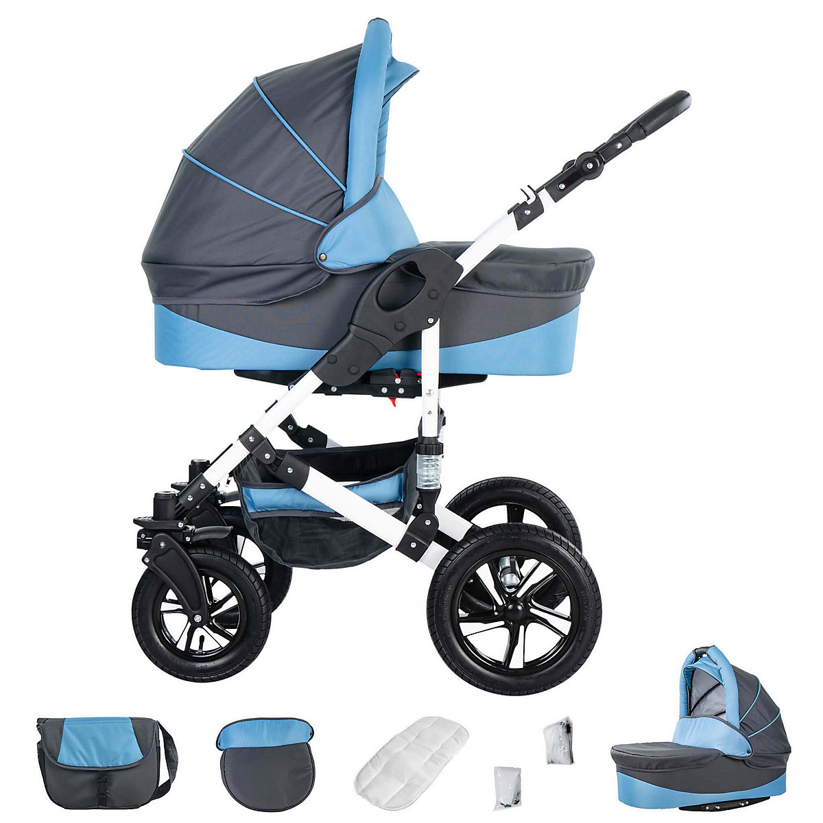 Hamburg | 3 in 1 Kombi Kinderwagen Komplettset | Hartgummireifen Kombikinderwagen