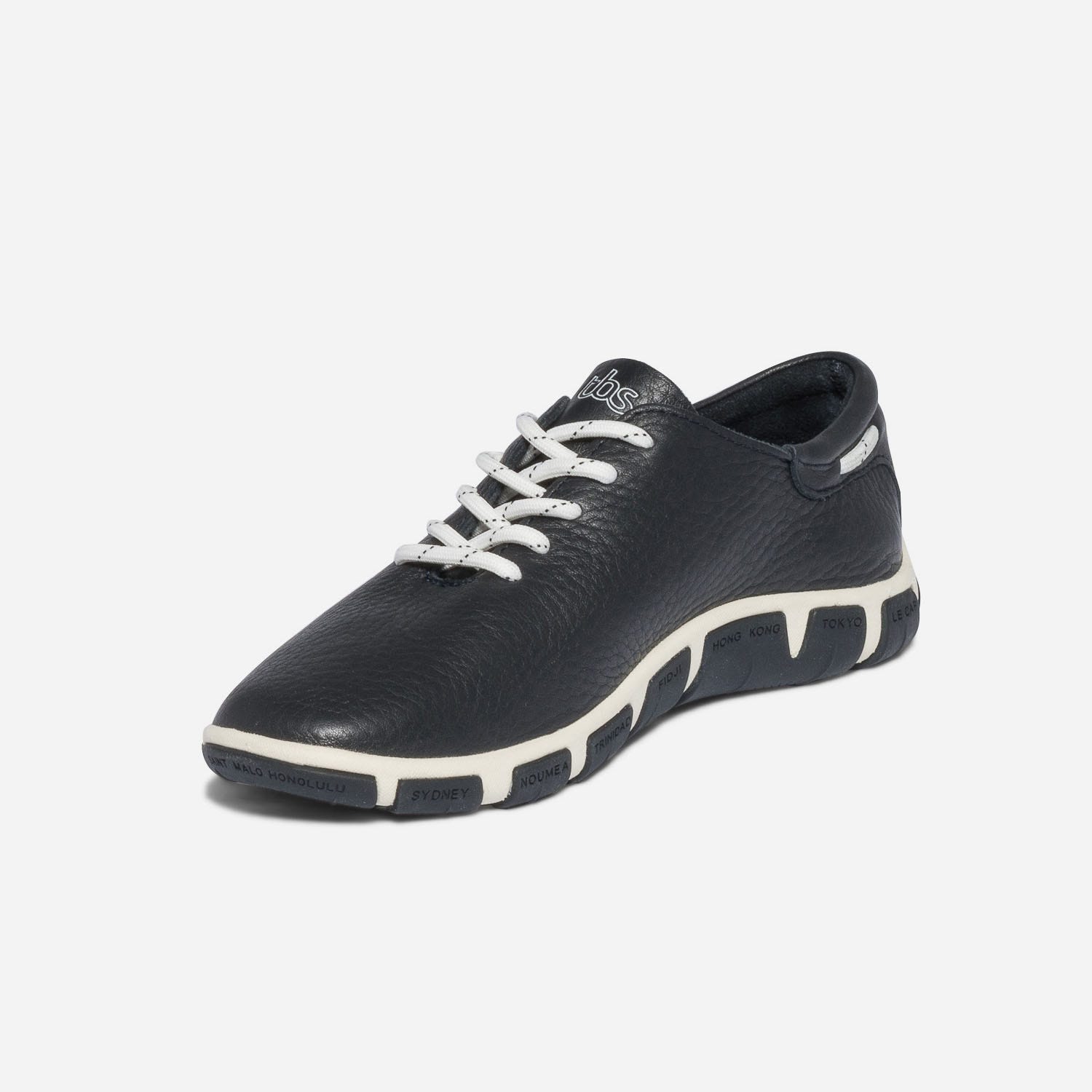 Tennis TBS bleu marine en cuir à semelle bicolore