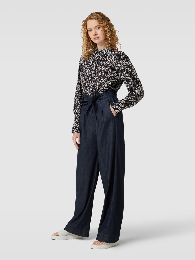 Hemdbluse mit Allover-Muster in marineblau