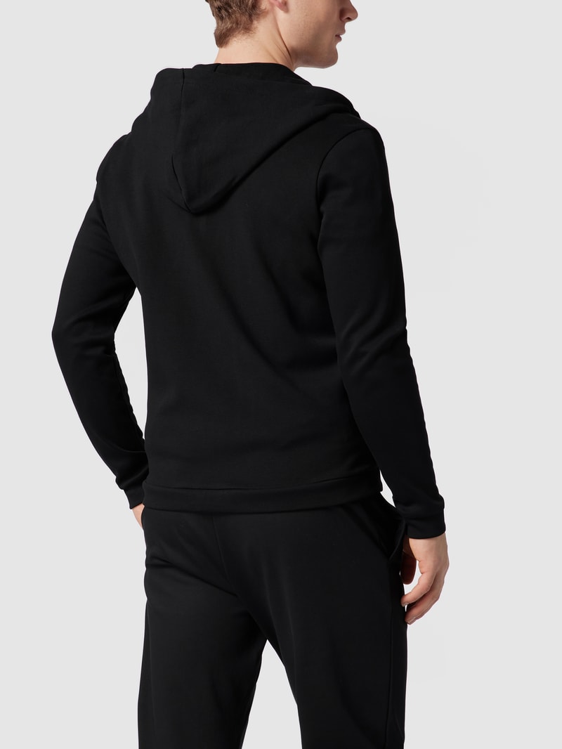 Sweatjacke mit Label-Print Modell 'Saggy Curved' in schwarz