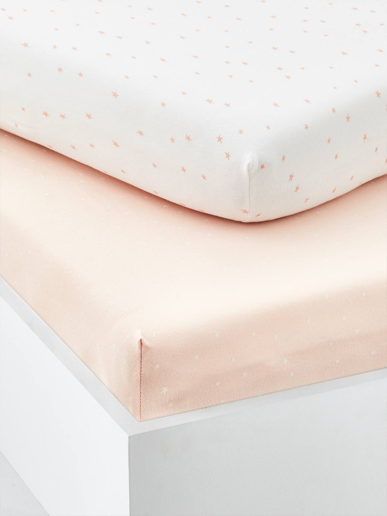 Lot de 2 draps-housses bébé en coton marine grisé