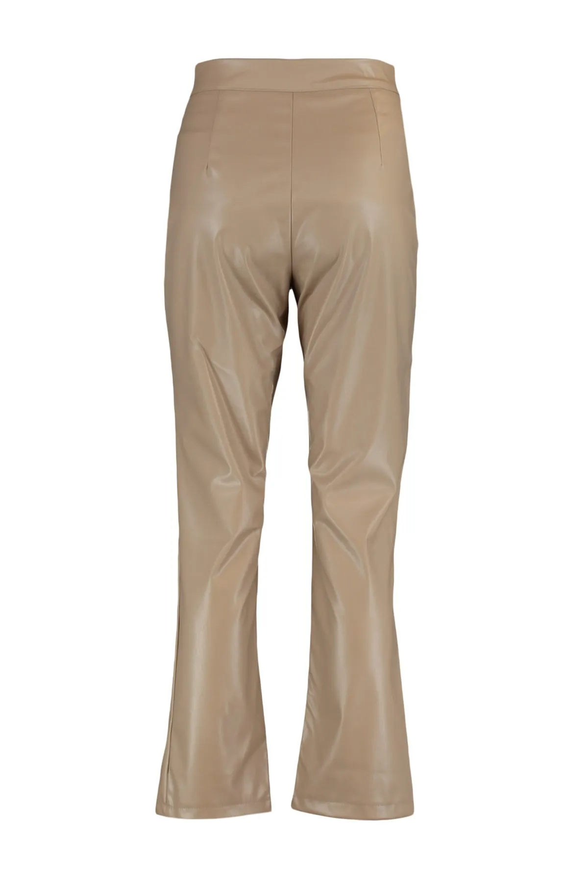 Trendyol Collection  Nerzfarbene, gerade geschnittene Hose aus gewebtem Kunstleder TWOAW22PL0284