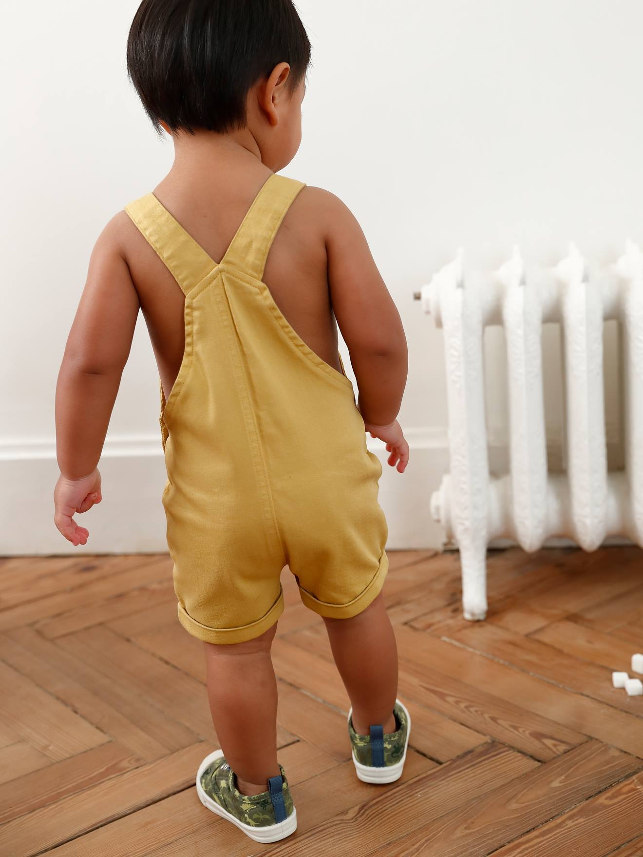 Baskets élastiquées bébé garçon en toile vert imprimé