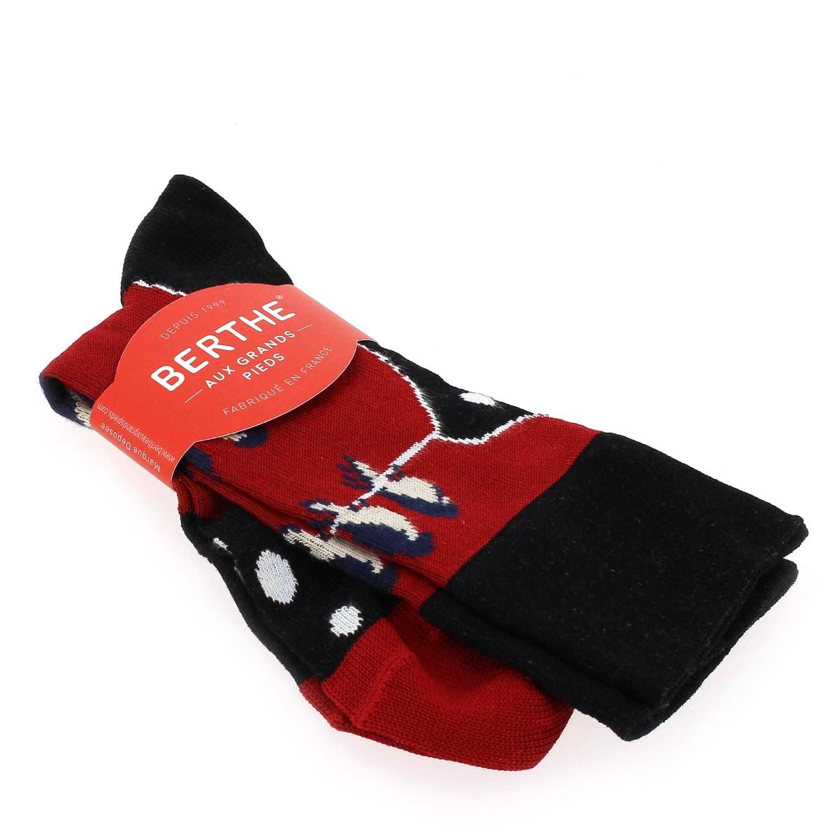 Berthe aux grands pieds  Chaussettes Les Pies - Rouge Noir