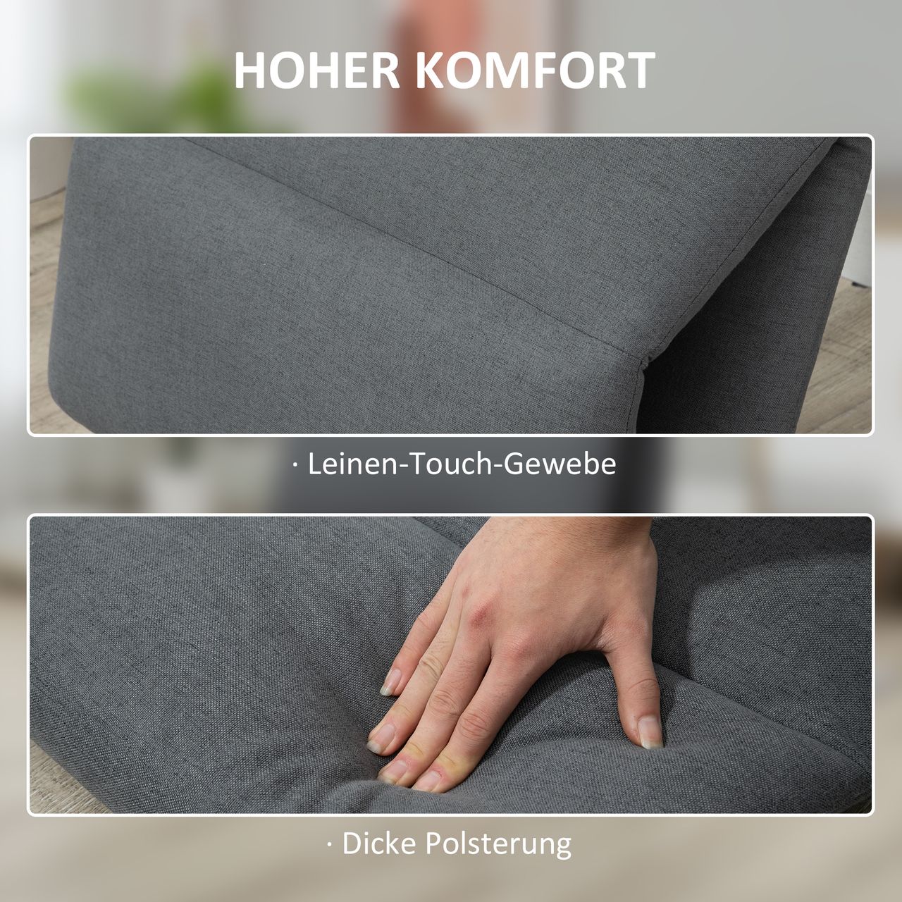 HOMCOM Bodenstuhl Bodensessel mit verstellbarer Rückenlehne Bodensofa Dunkelgrau