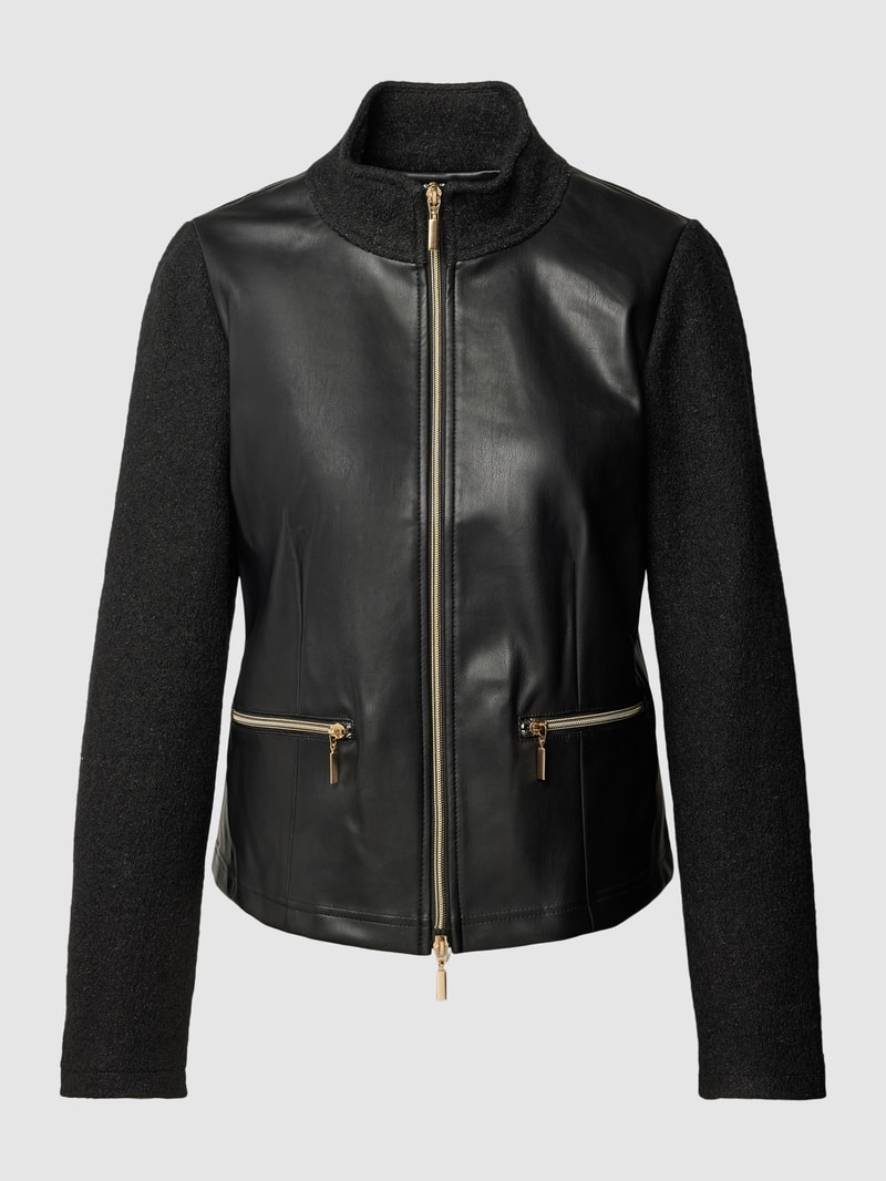 Blazer in Leder-Optik in schwarz