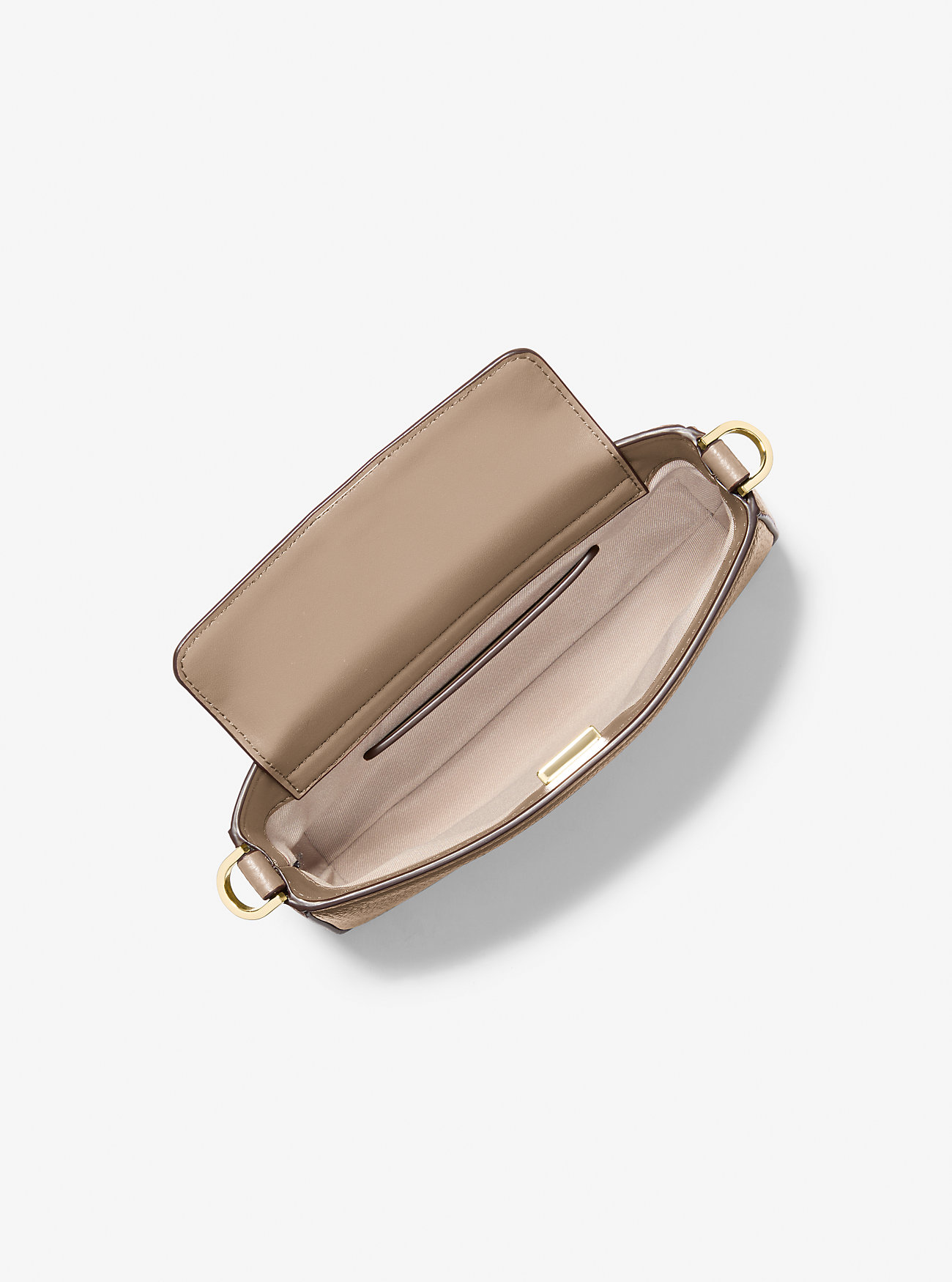 Bryant liten konvertibel skinnveske i stein – BIRCH