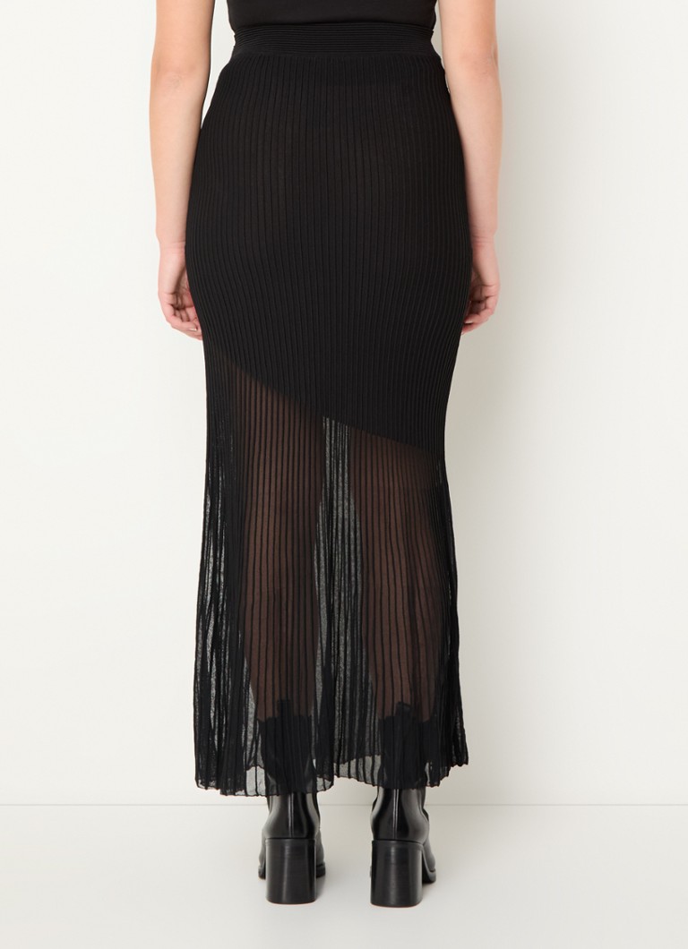 Fustă midi semitransparentă Sarenny de la HUGO BOSS cu textură striată