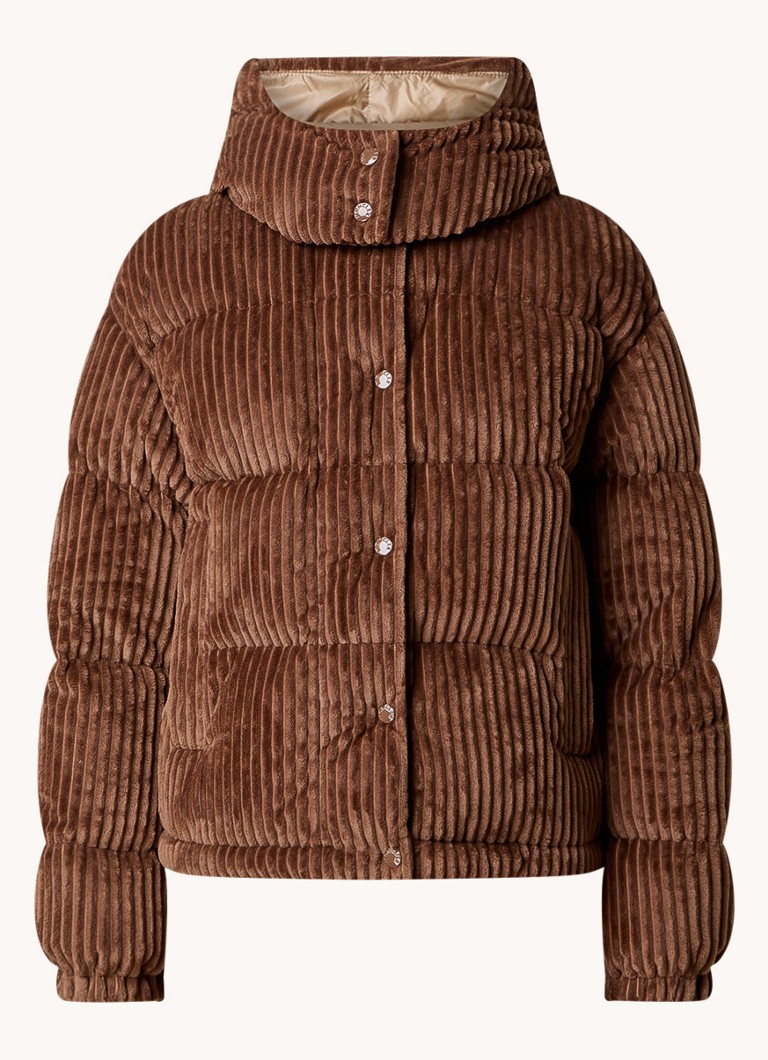 Moncler Daos puhasta jakna od korduroja s punjenjem od paperja i kapuljačom