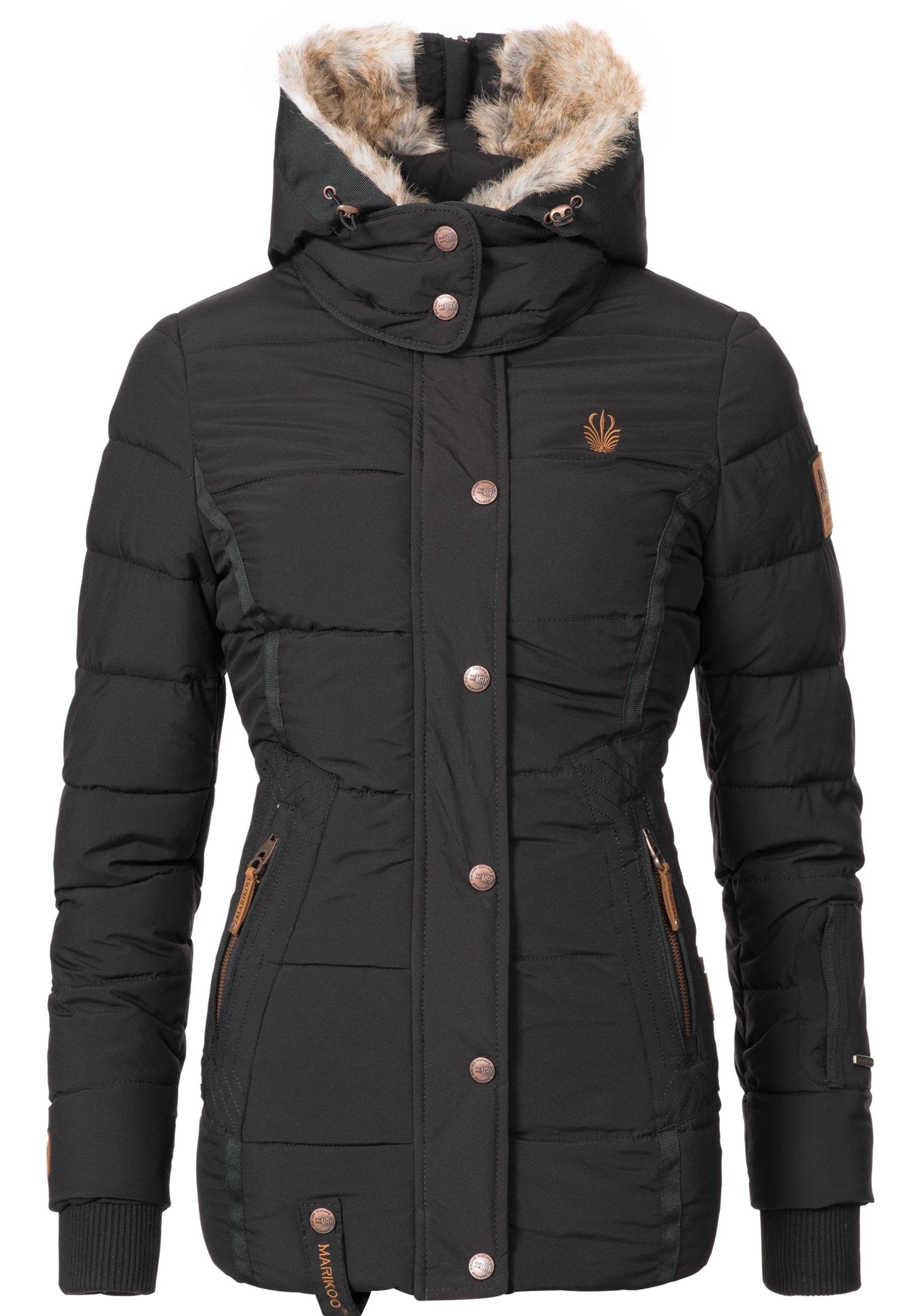 Marikoo Winterjacke Nekoo stylische Damen Steppjacke mit großer Kapuze