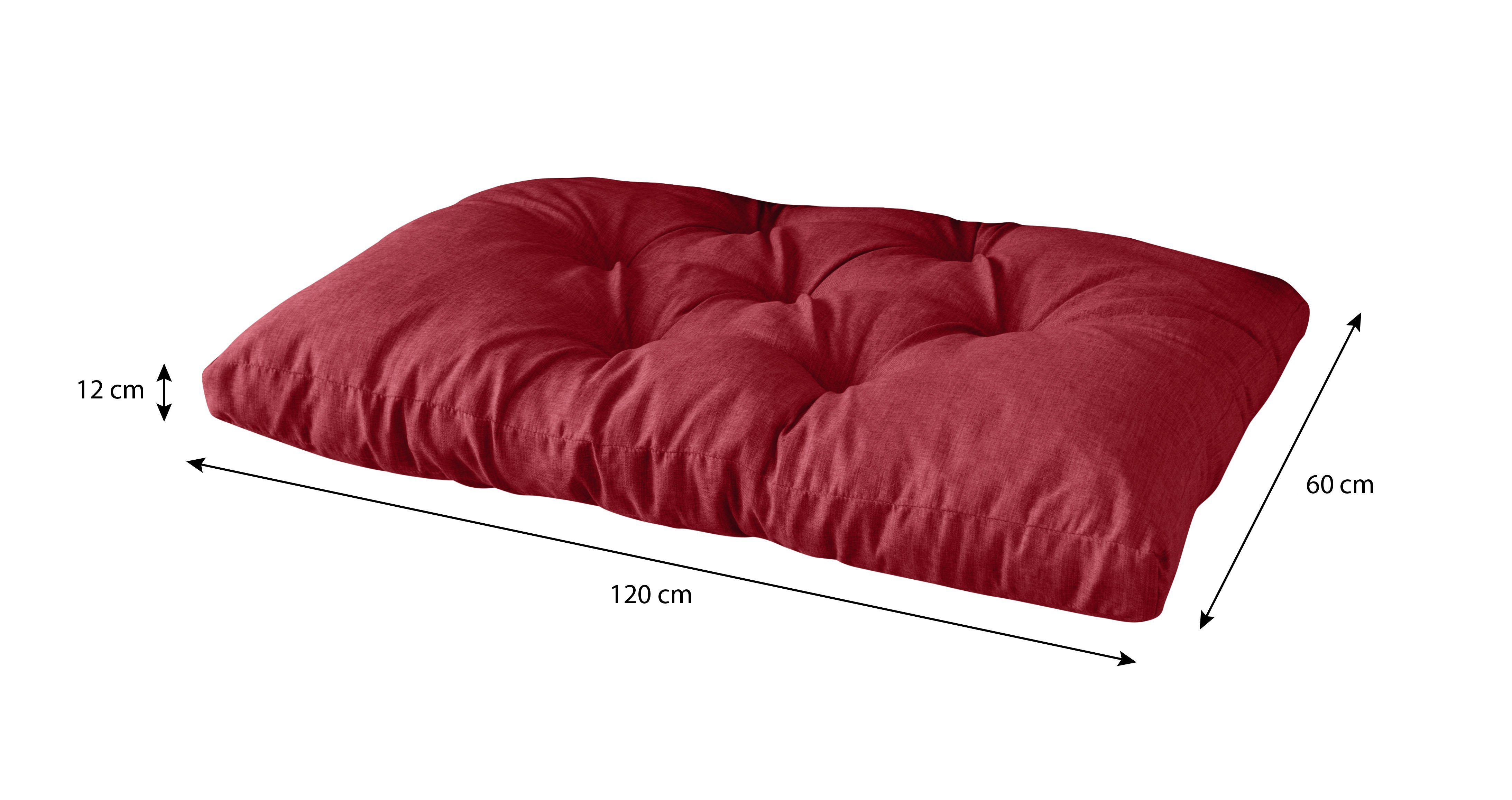 sunnypillow Sitzkissen Palettenkissen gesteppt Sitzkissen 120 x 60 x 12 cm, Rot