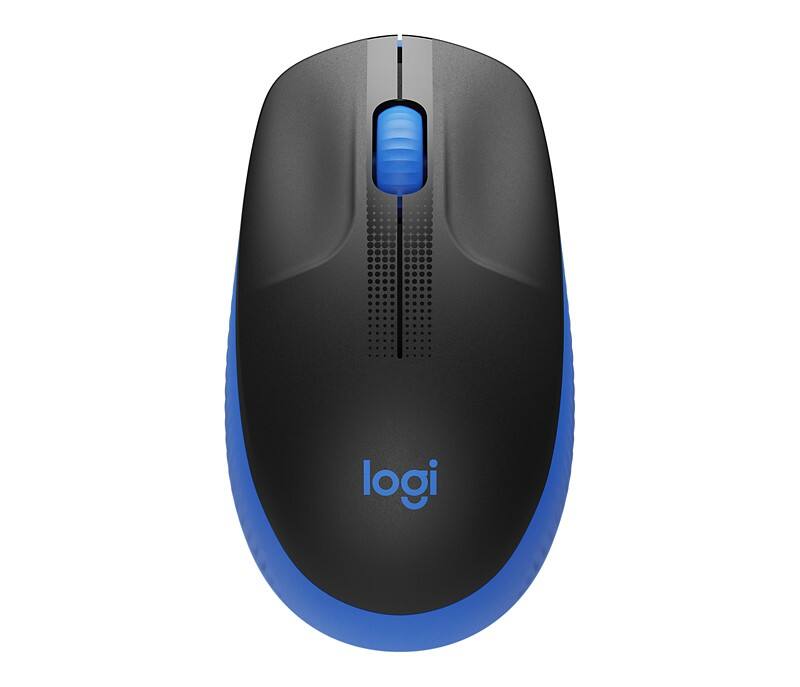 Logitech Full-Size M190 Maus Kabellos ohne Bluetooth Schwarz, Blau Geeignet für Linkshänder