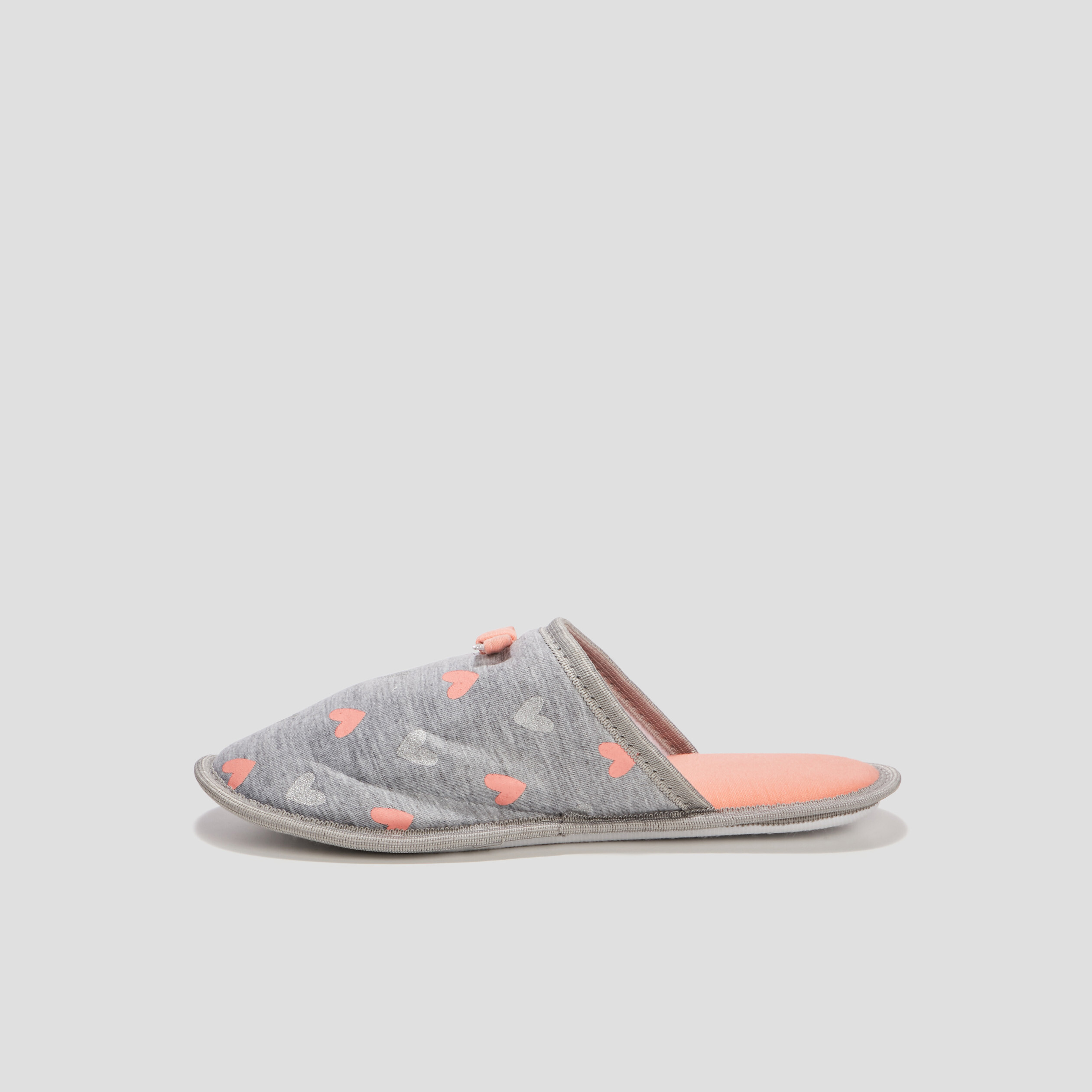 Chaussons mules coeur gris femme | La Halle