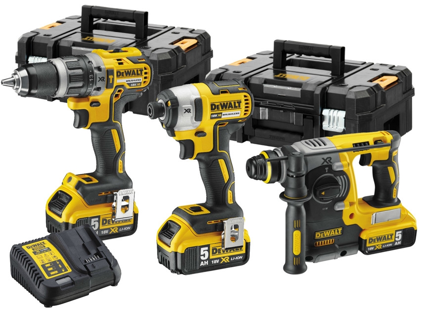 DeWalt DCK368P3T-QW Kombinirani set DCH273 rotacijski čekić + DCD796 akumulatorska udarna bušilica + DCF887 udarni odvijač 18 V 3 x 5,0 Ah Li-ion