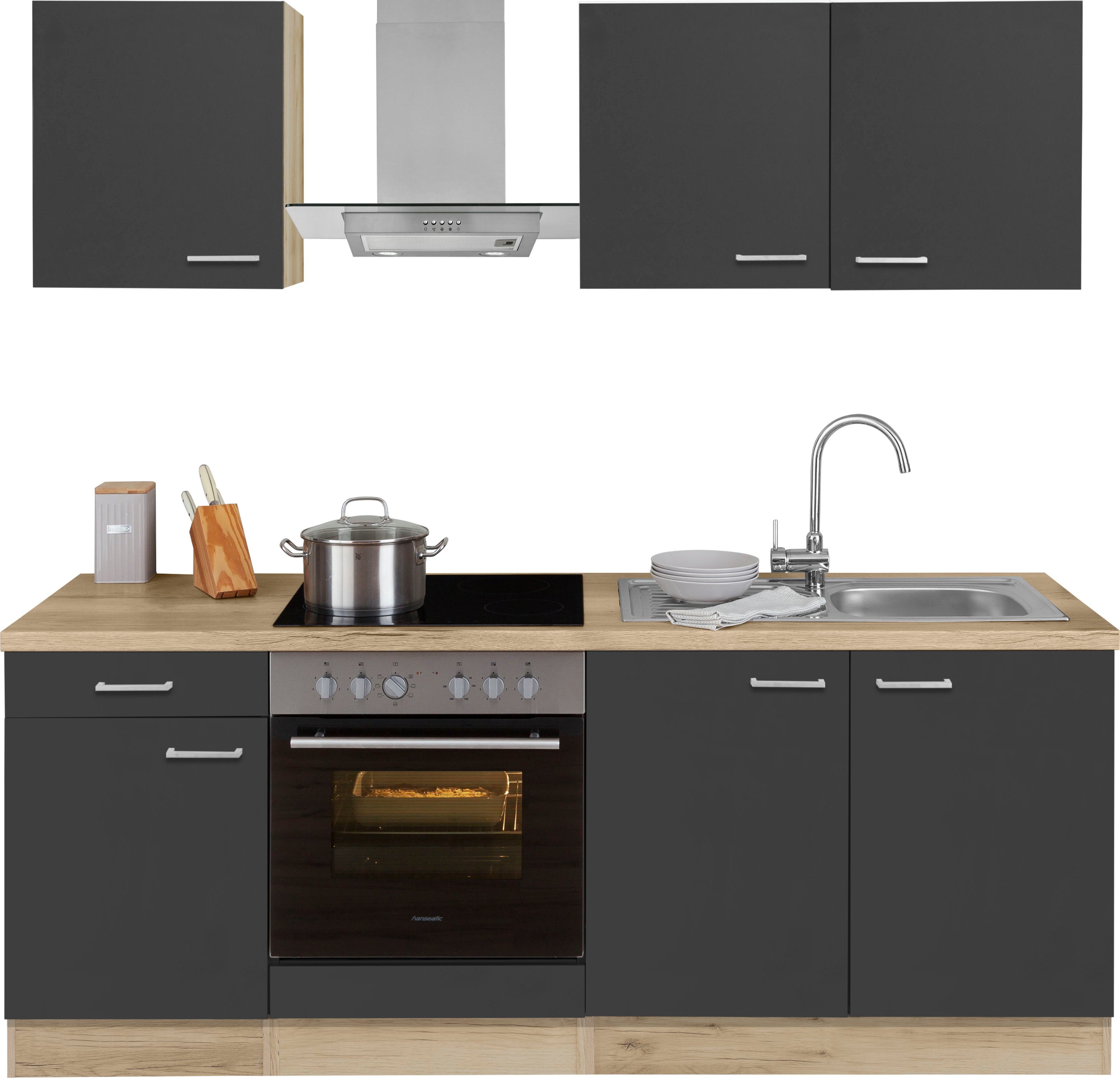 OPTIFIT Küchenzeile Iver, 210 cm breit, inkl. Elektrogeräte der Marke HANSEATIC
