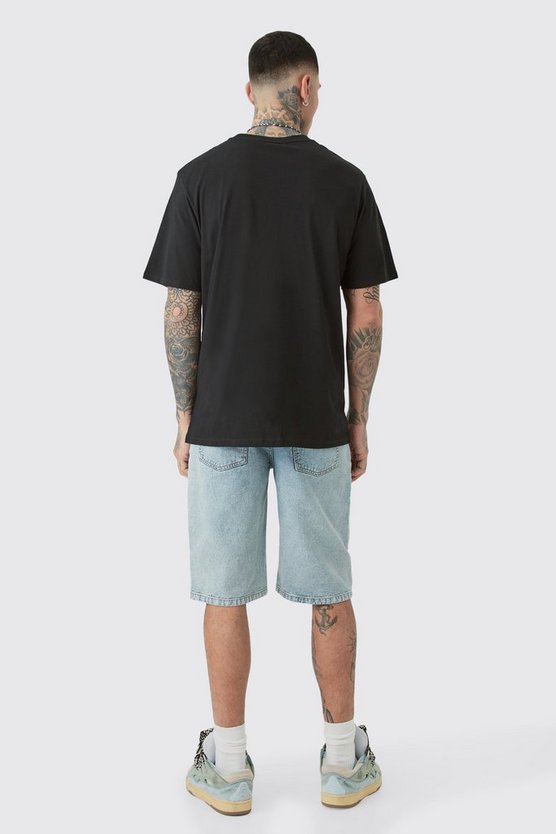 Tall schwarzes Limited Edition T-Shirt mit Skelett-Print