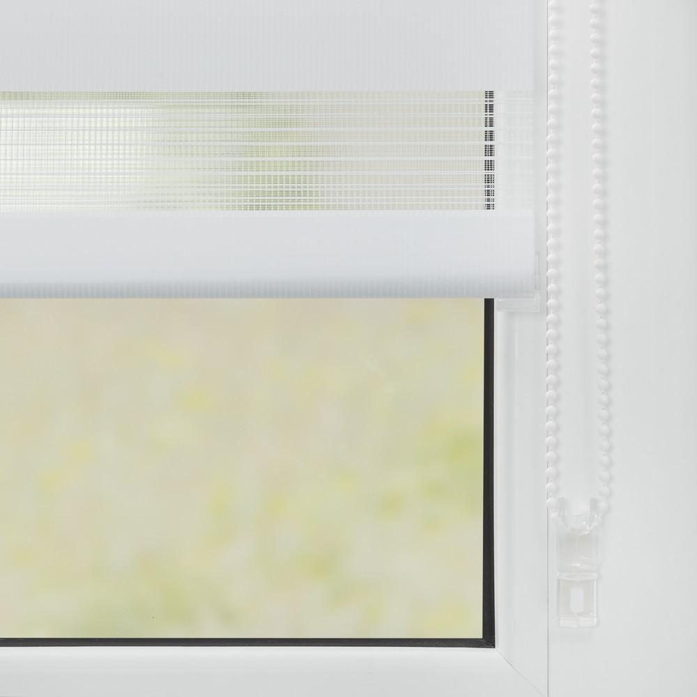Lichtblick Duo-Rollo Haftfix, ohne Bohren, blickdicht Weiß, 60 cm x 150 cm (B x L)