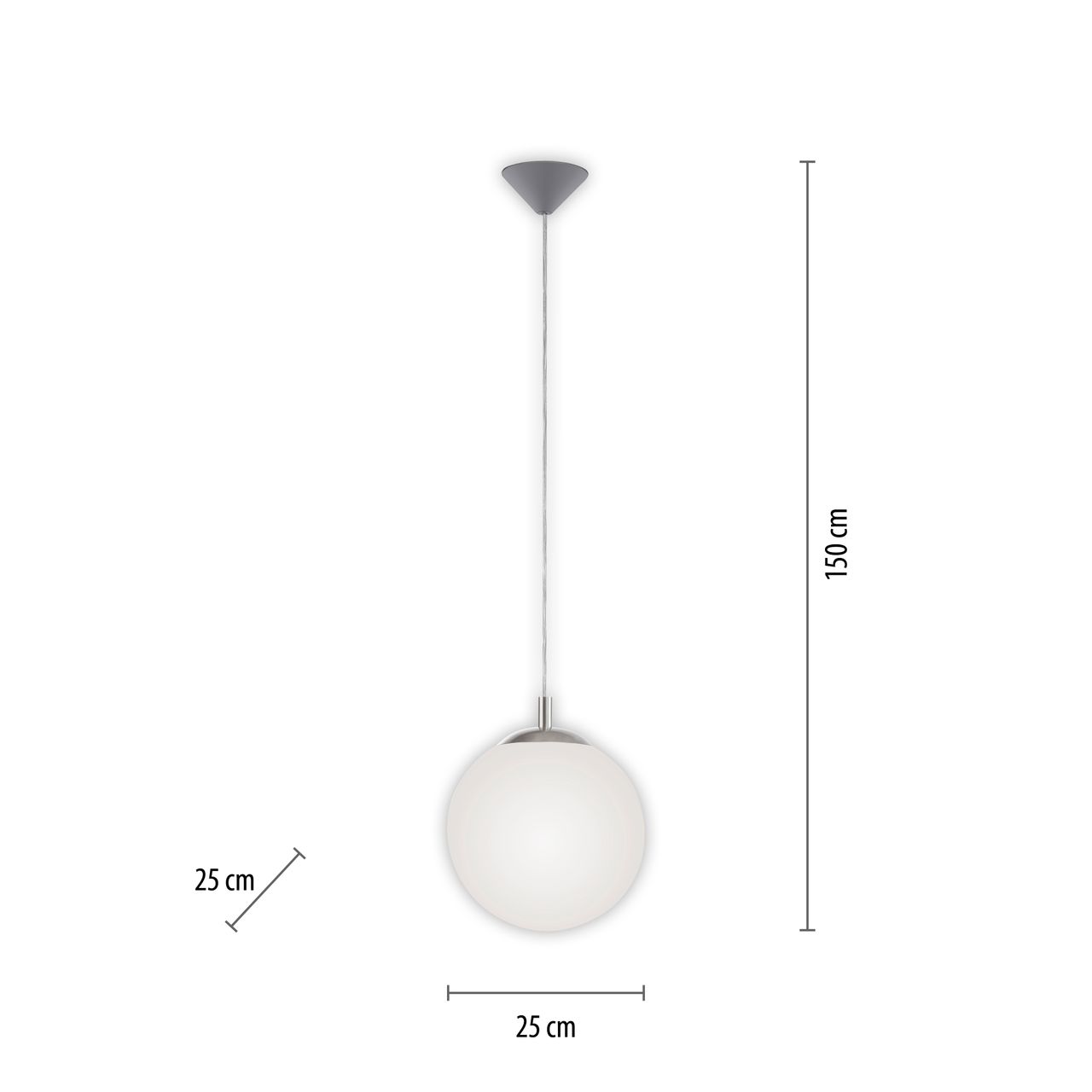 JUST LIGHT Pendelleuchte mit MIKA Leuchtmittel 1xE27/10Watt/2700-5000K, Ø25cm, IP20, Stahl