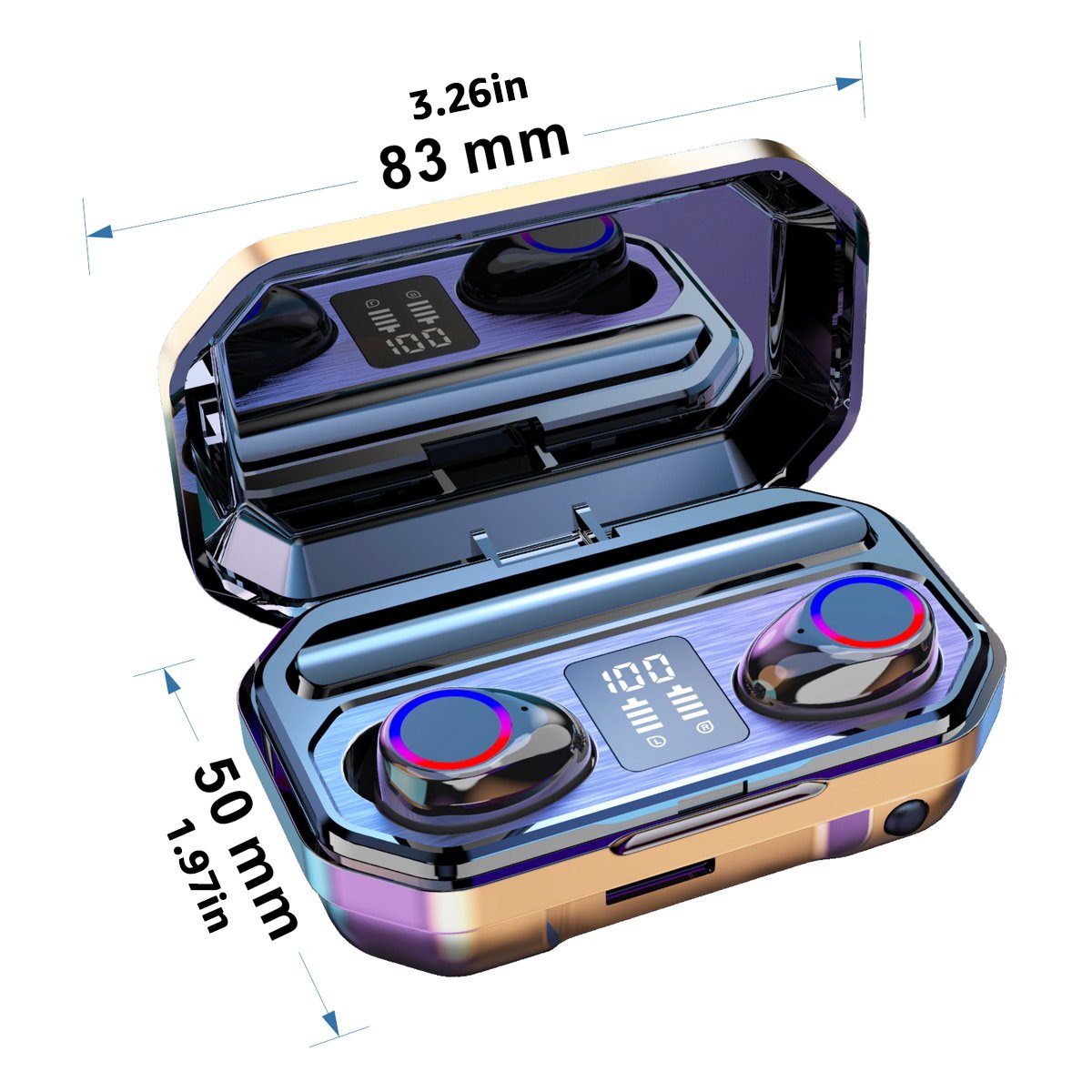 7Magic In-Ear-Kopfhörer mit Mikrofon Bluetooth 5.2 LED Anzeige True-Wireless Bluetooth-Kopfhörer (Siri, Voice Assistant, Rauschunterdrückung, Wireless Earbuds, IPX7 Wasserdicht Kabellose Kopfhörer)