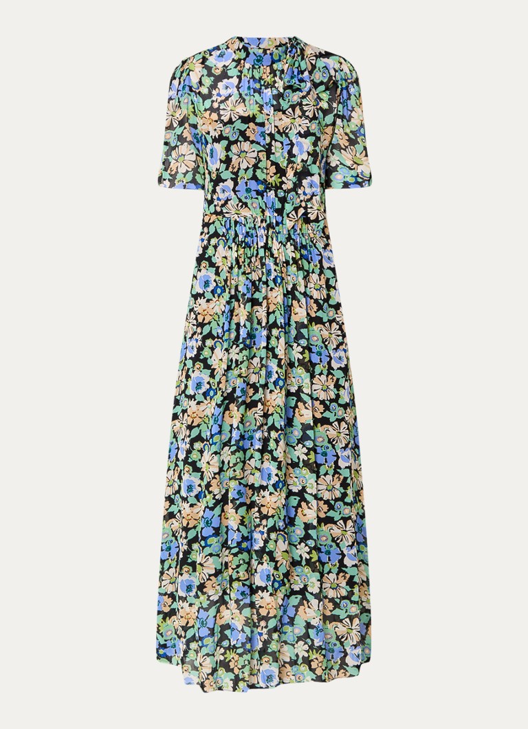 Vestido midi Thelma de LKBennett, con estampado floral y cuello con lazo.