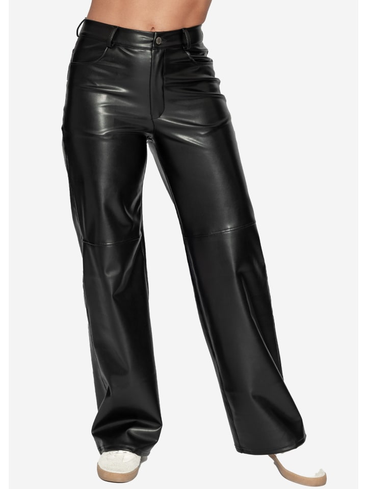 SASSYCLASSY Straight-Fit Thermo Hose aus Kunstleder in Schwarz günstig kaufen