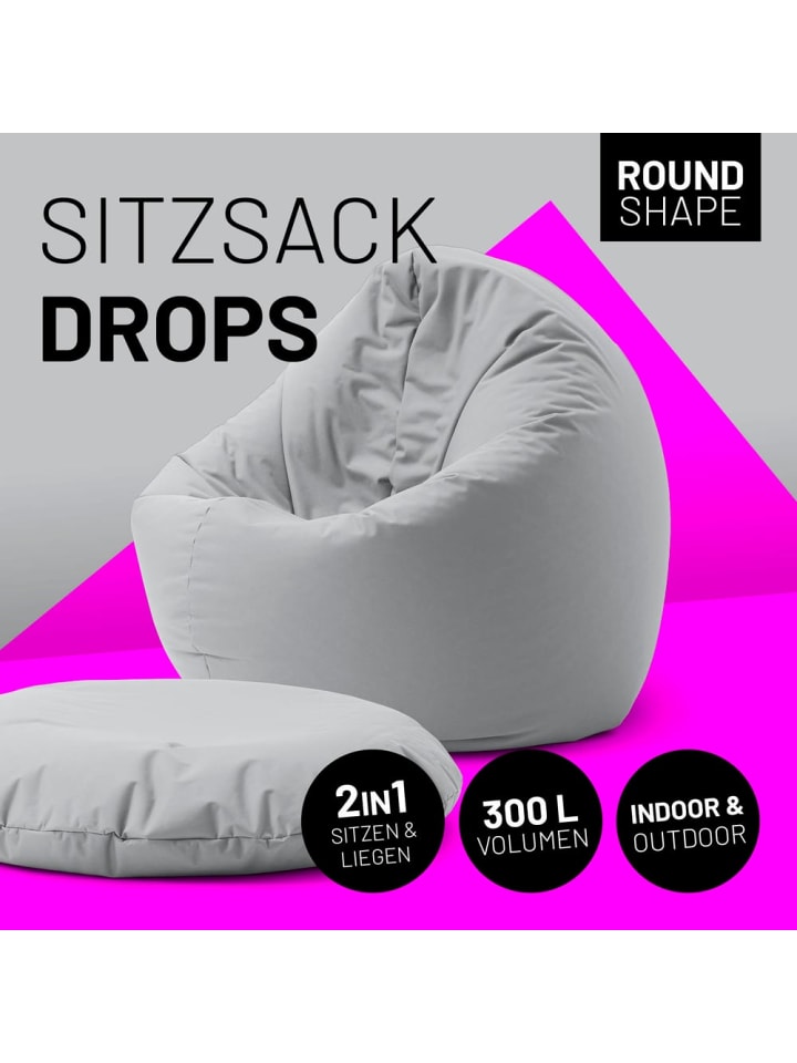 Lumaland LUMALAND Sitzsack Drops (300 L) - In- & outdoor - Silbergrau günstig kaufen onesize