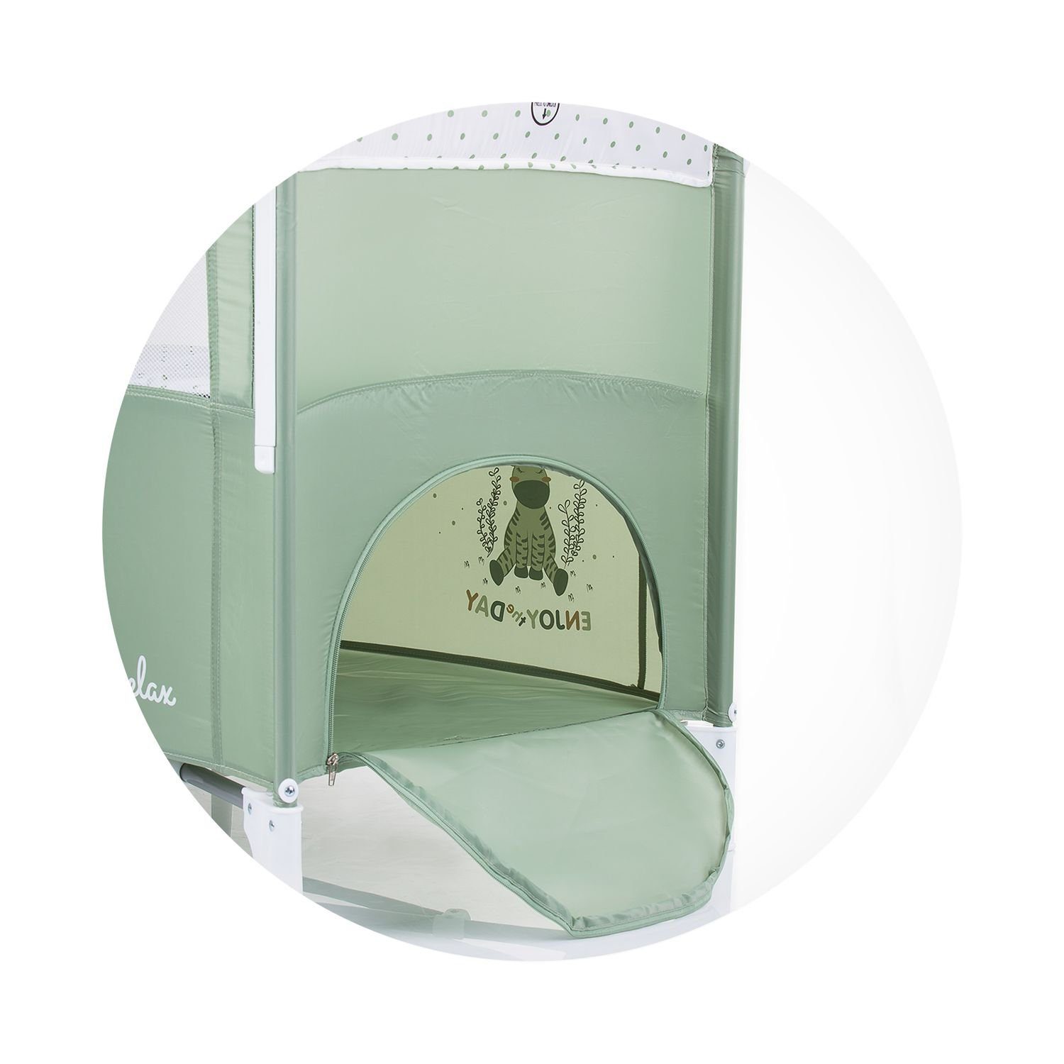 Chipolino Baby-Reisebett Reisebett Relax 2 Ebenen, Vorderseite absenkbar, Seiteneingang, Tasche