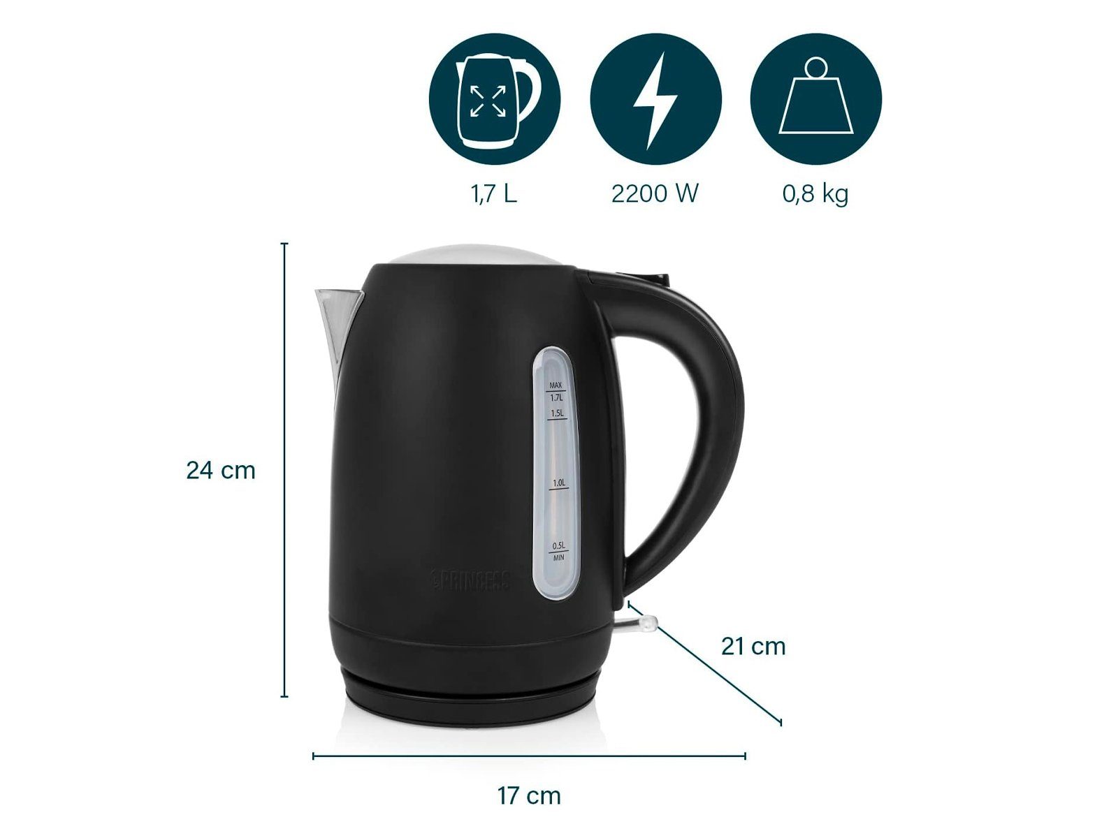PRINCESS Frühstücks-Set (3-tlg), Frühstück-Set Kaffeemaschine Wasserkocher & Toaster Design Edelstahl