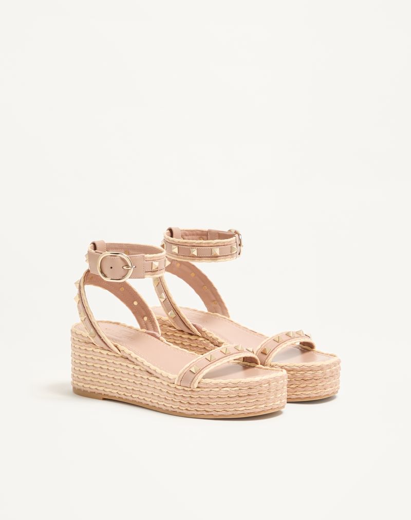 Flatform Rockstud kalveskindssandal 45mm