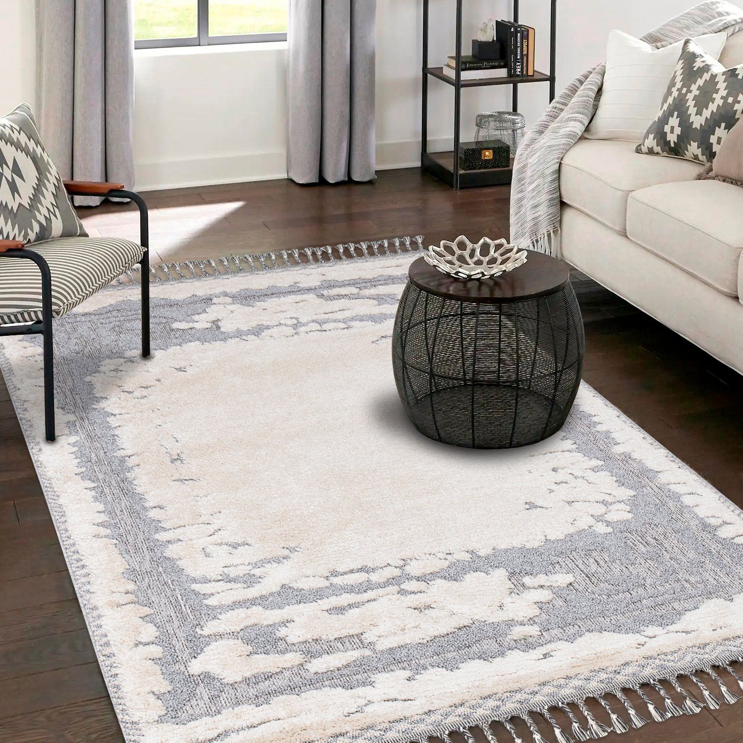 Teppich Boho Skandinavisch Style - Hochtief Effekt Cut-& Loop, payé, Rechteckig, Höhe: 20 mm, Ornament Muster - Hochtief Effekt