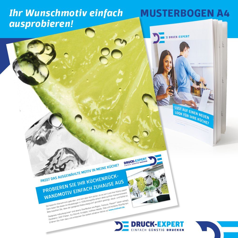 DRUCK-EXPERT Küchenrückwand Küchenrückwand Limetten Eiswasser Premium Hart-PVC 0,4 mm selbstklebend