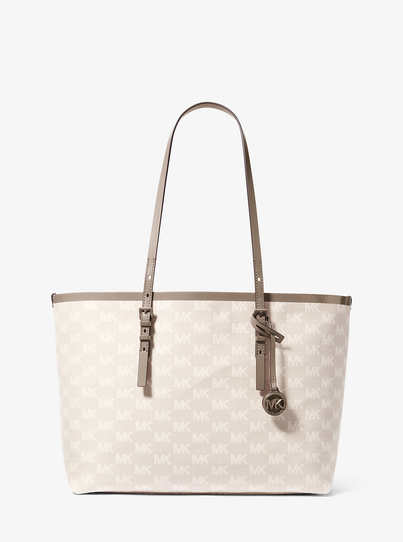Quinn stor logo jacquard-toteveske med lomme - BIRCH
