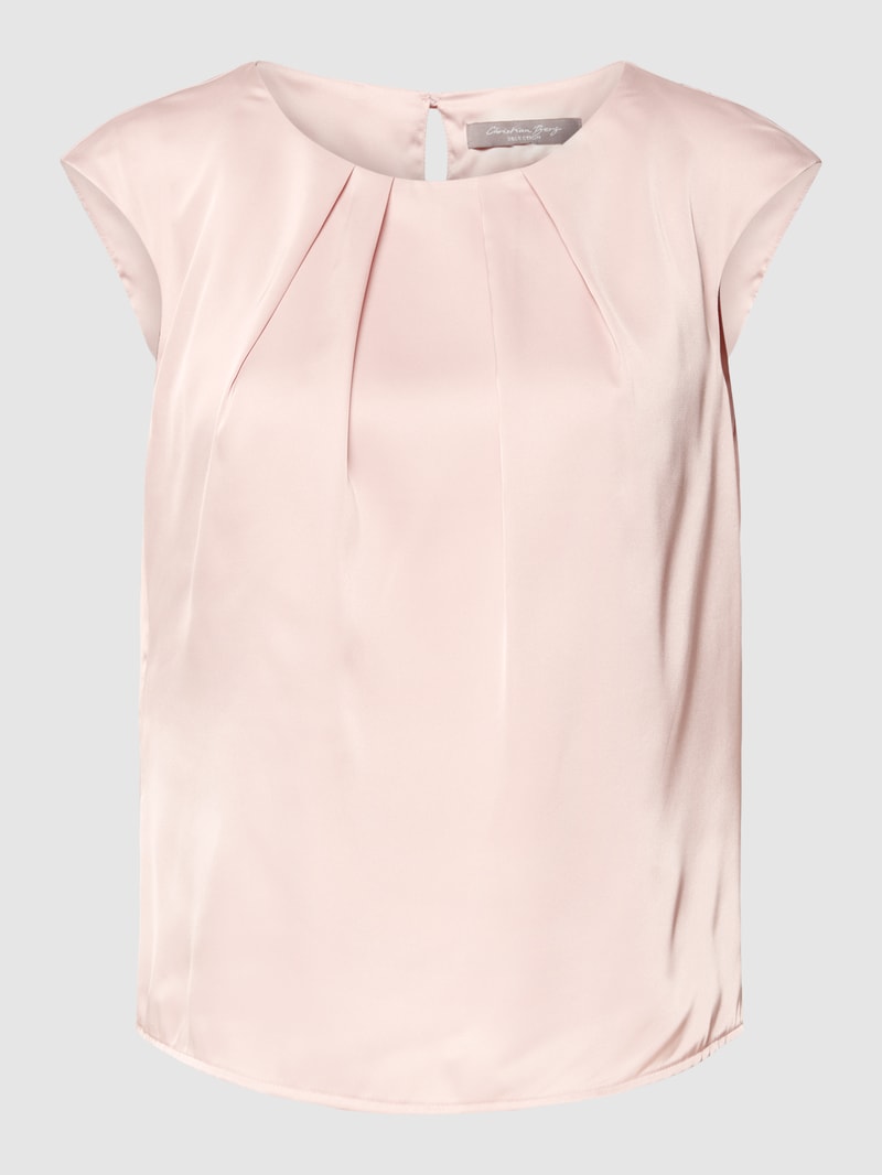 Bluse mit gelegten Falten in rosé