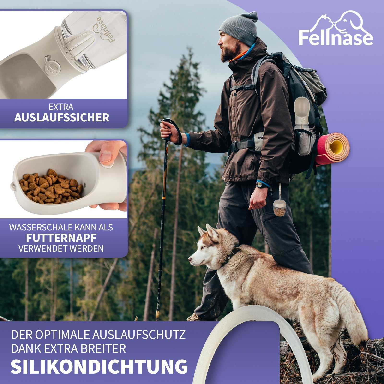 Fellnase Hunde-Futterautomat Hunde Tinkflasche mit Futterbox 500 ml